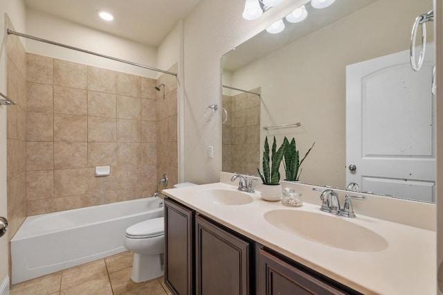3541 Guadalajara St, Round Rock, TX 78665 - full bathroom with  shower combination, double vanity, and tile patterned floors