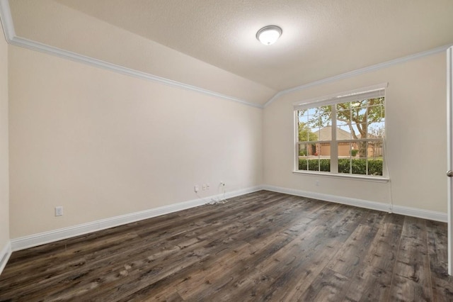3541 Guadalajara St, Round Rock, TX 78665 - spare room featuring lofted ceiling, dark wood-style floors, and crown molding
