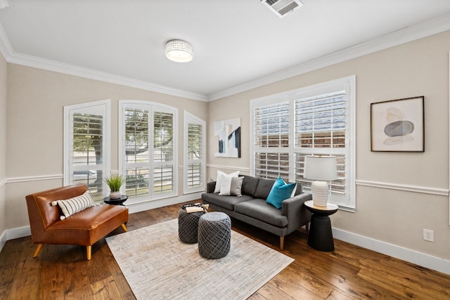 8112 Cobblestone, Austin, TX 78735 - living area featuring crown molding, hardwood / wood-style flooring, and baseboards