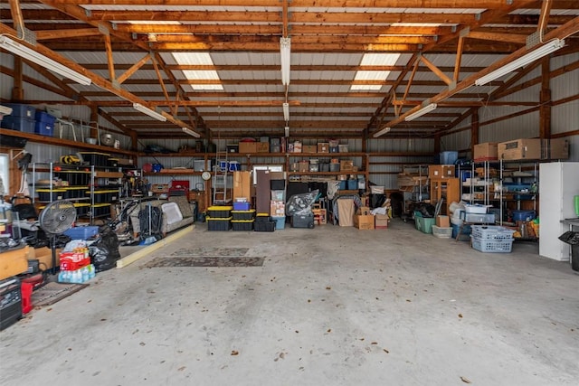 garage with metal wall