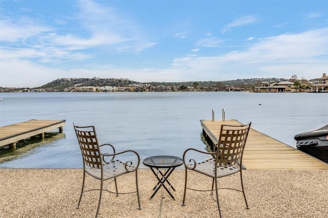 view of dock featuring a water view