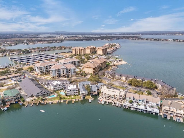 bird's eye view with a water view and a city view