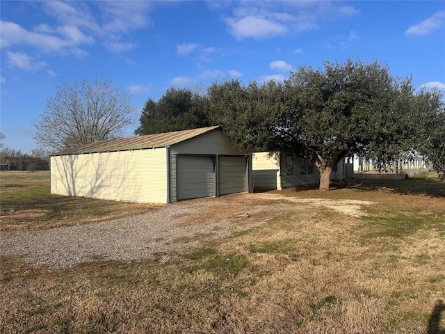 view of detached garage