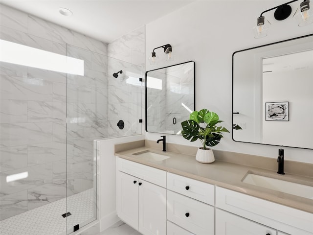 1002 Gullett St Unit 2, Austin, TX 78702 - full bath featuring marble finish flooring, a marble finish shower, and double vanity