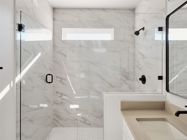 1002 Gullett St Unit 2, Austin, TX 78702 - full bath featuring a marble finish shower and vanity