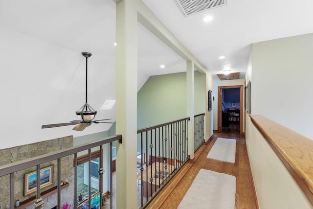 2900 Hi Mesa, Horseshoe Bay, TX 78657 - corridor with recessed lighting, visible vents, and wood finished floors