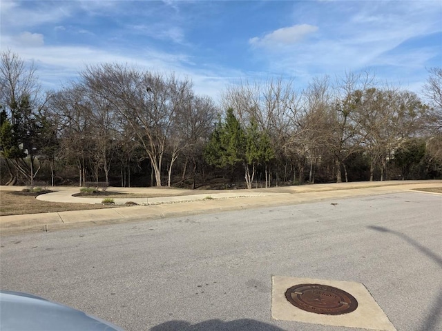 view of street with sidewalks and curbs