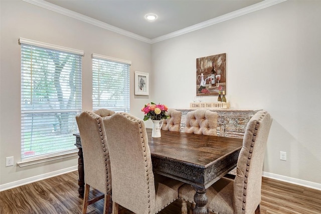 1330 Logan Blvd, Salado, TX 76571 - dining room with wood finished floors, baseboards, ornamental molding, and recessed lighting
