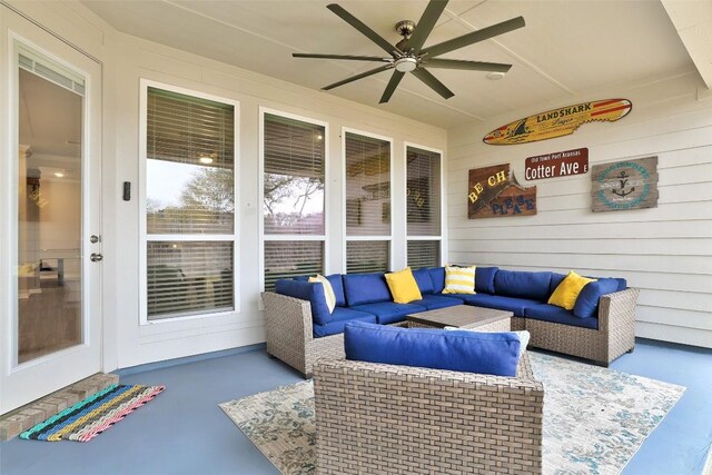1330 Logan Blvd, Salado, TX 76571 - view of patio with an outdoor living space and ceiling fan
