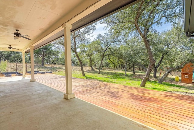 view of patio / terrace with a ceiling fan