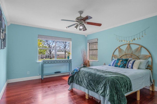 4608 Arapahoe Trl, Austin, TX 78745 - bedroom with crown molding, wood finished floors, and ceiling fan