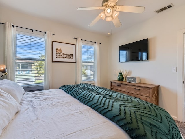 1201 Grove Blvd Unit 2803, Austin, TX 78741 - bedroom with multiple windows, a ceiling fan, and baseboards