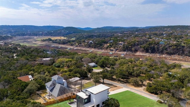 birds eye view of property with a mountain view