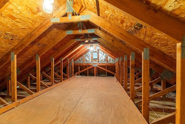 view of unfinished attic