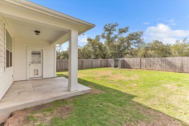 view of yard with a patio area and a fenced backyard