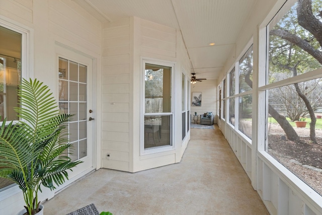 view of unfurnished sunroom