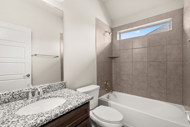 3809 Alpine Ridge Cv, Leander, TX 78641 - full bathroom featuring vanity, shower / tub combination, and lofted ceiling
