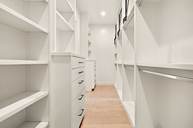 spacious closet with light wood-style floors