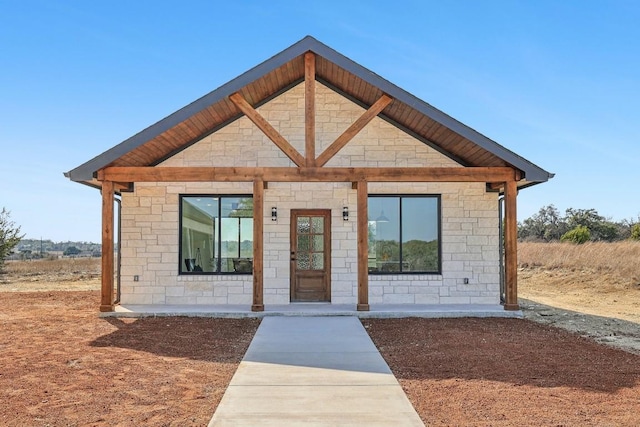 view of front facade with stone siding