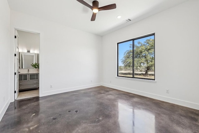 138 Cloudwood Ranch Rd, Briggs, TX 78608 - unfurnished room featuring finished concrete flooring, a ceiling fan, and recessed lighting
