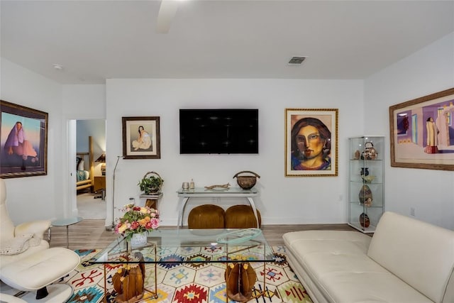 331 Kitty Hawk Rd, Georgetown, TX 78633 - living area featuring wood finished floors and a ceiling fan