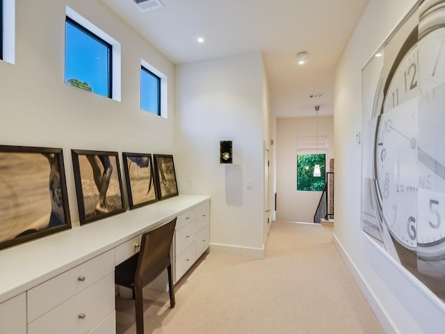 2312 W 8th St, Austin, TX 78703 - unfurnished office featuring built in desk, light colored carpet, plenty of natural light, and recessed lighting