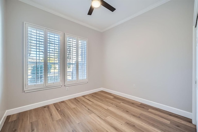102 Blue Sky Ct, Georgetown, TX 78633 - spare room with ornamental molding, light wood-style floors, and ceiling fan