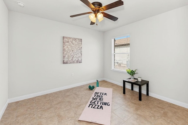 508 Sheldon Lake Dr, Georgetown, TX 78633 - exercise area with ceiling fan and baseboards