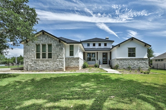1635 Nature View Loop, Driftwood, TX 78619 - view of front facade with stone siding, stucco siding, and a porch