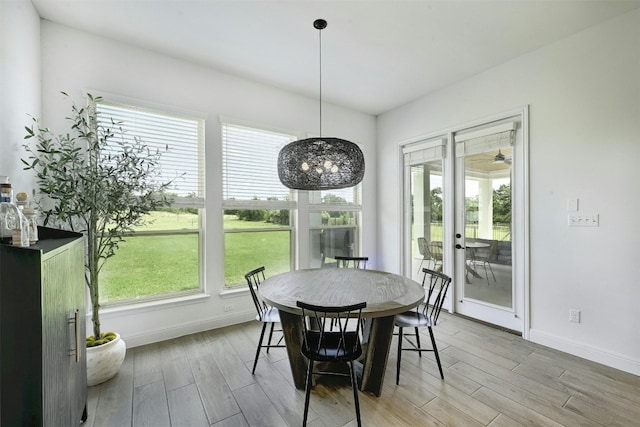 1635 Nature View Loop, Driftwood, TX 78619 - dining area featuring light wood-style flooring, plenty of natural light, and baseboards