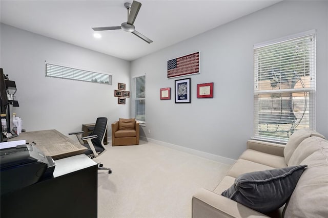 233 Lakefront Dr, Lago Vista, TX 78645 - carpeted office featuring baseboards and a ceiling fan