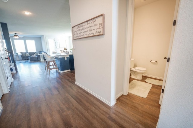 5864 Bianca Dr, Round Rock, TX 78665 - corridor featuring dark wood-style flooring, baseboards, and recessed lighting