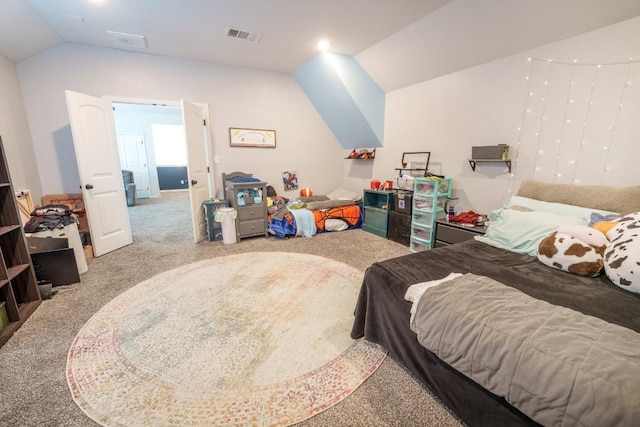 5864 Bianca Dr, Round Rock, TX 78665 - bedroom featuring carpet flooring and vaulted ceiling
