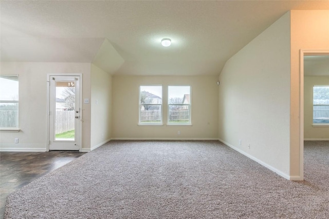 214 Teron Dr, San Marcos, TX 78666 - additional living space with plenty of natural light, carpet, baseboards, and lofted ceiling