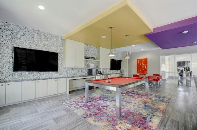 1900 Barton Springs Rd Unit 4040, Austin, TX 78704 - playroom featuring billiards table, recessed lighting, and light wood-type flooring