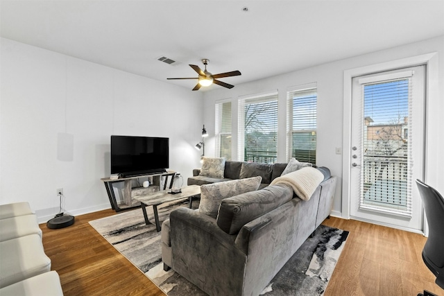 1900 Barton Springs Rd Unit 4040, Austin, TX 78704 - living room with ceiling fan and light wood finished floors