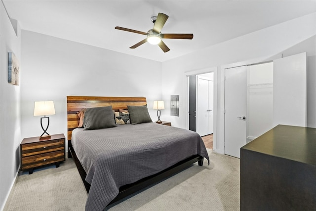 1900 Barton Springs Rd Unit 4040, Austin, TX 78704 - bedroom featuring light carpet, a closet, and ceiling fan