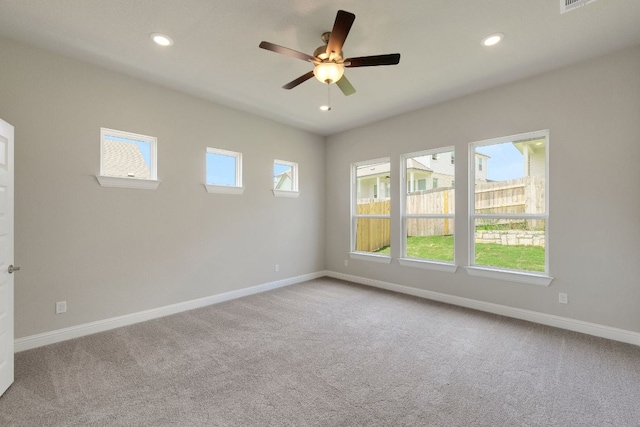 216 Crescent Heights Dr, Georgetown, TX 78628 - unfurnished room with carpet flooring, ceiling fan, and recessed lighting