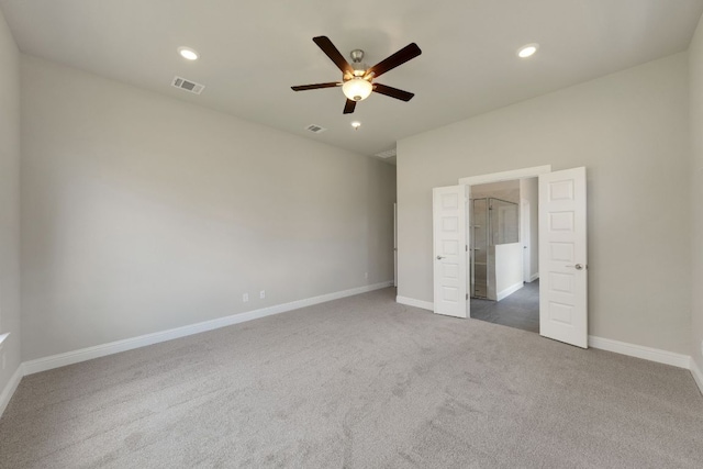 216 Crescent Heights Dr, Georgetown, TX 78628 - unfurnished bedroom with carpet floors, recessed lighting, and ceiling fan