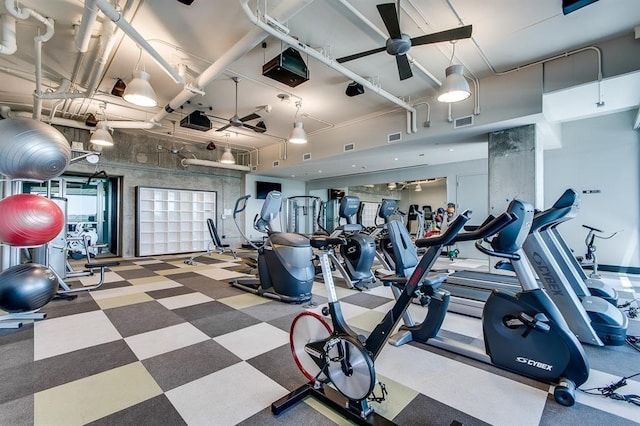222 W Ave Unit 2403, Austin, TX 78701 - workout area with ceiling fan