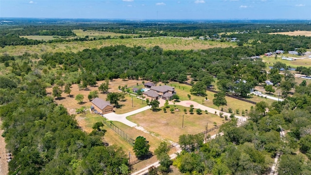 aerial view with a wooded view