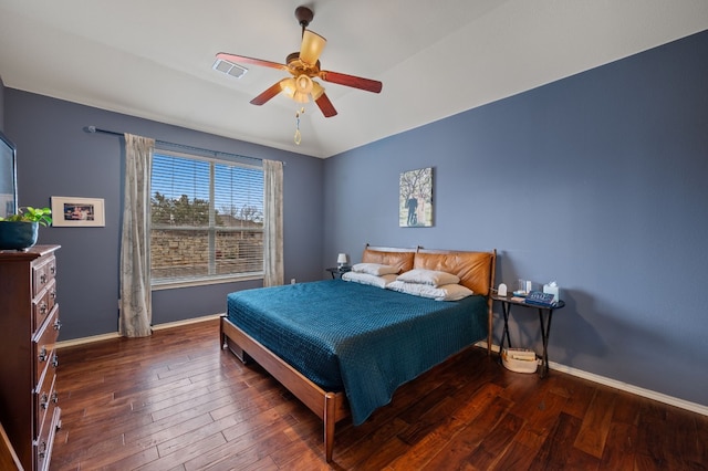 605 Hickory Run Dr, Cedar Park, TX 78613 - bedroom with wood finished floors, baseboards, and a ceiling fan