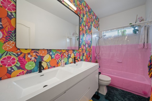 605 Hickory Run Dr, Cedar Park, TX 78613 - full bath featuring toilet, shower / washtub combination, and double vanity