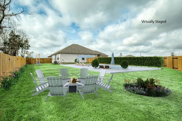13029 Field Plow Ln, Elgin, TX 78621 - view of yard featuring a fire pit