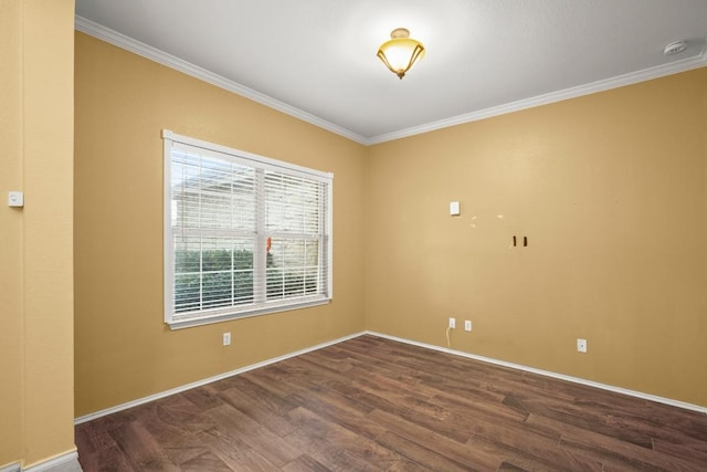 19907 Kennemer Dr, Pflugerville, TX 78660 - empty room featuring ornamental molding, a smoke detector, and dark wood-type flooring