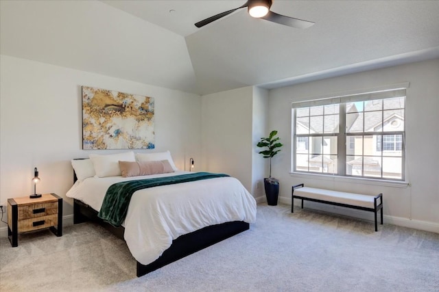700 Mandarin Flyway Dr Unit 1702, Cedar Park, TX 78613 - bedroom with light carpet, baseboards, a ceiling fan, and lofted ceiling