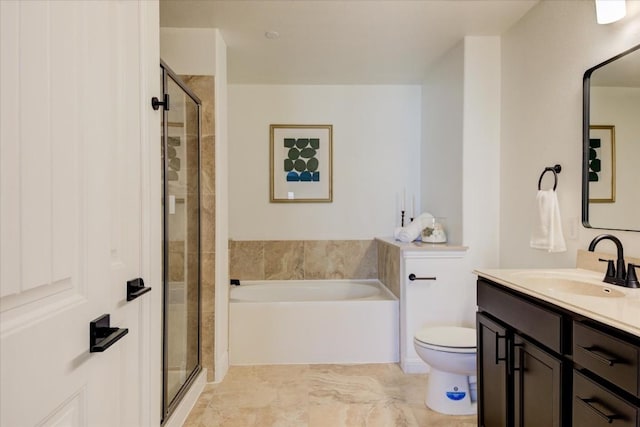 700 Mandarin Flyway Dr Unit 1702, Cedar Park, TX 78613 - bathroom featuring vanity, toilet, a bath, and a stall shower