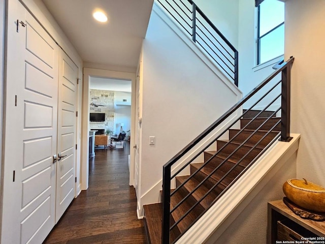 5922 Keller Rdg, New Braunfels, TX 78132 - stairs featuring wood finished floors
