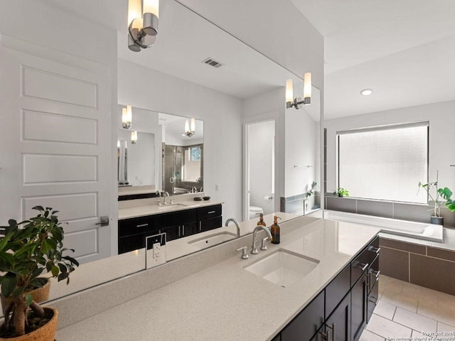 5922 Keller Rdg, New Braunfels, TX 78132 - bathroom featuring vanity, tile patterned flooring, and recessed lighting