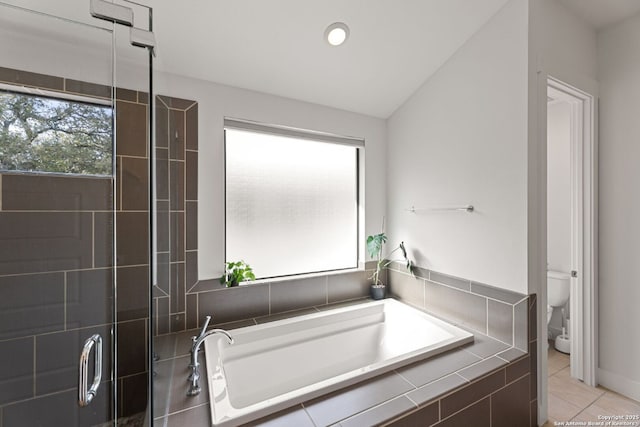 5922 Keller Rdg, New Braunfels, TX 78132 - bathroom featuring a bath, a shower stall, tile patterned flooring, and recessed lighting
